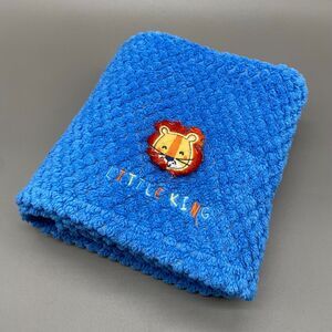 Zak & Zoey Boy Baby Blanket Little King Lion Blue Textured Popcorn Fleece 30x40"